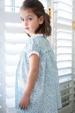 Paola dress in a green bluebell print