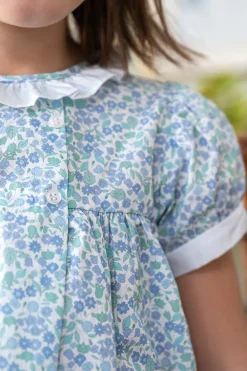 Paola dress in a green bluebell print