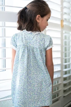 Paola dress in a green bluebell print