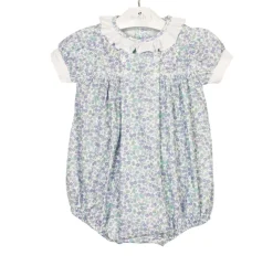 Paola romper in a green bluebell print