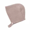 Pastel pink baby knit bonnet