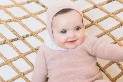 Pastel pink baby knit bonnet