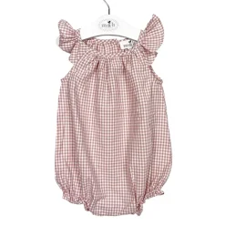 Pastel pink plaid baby romper