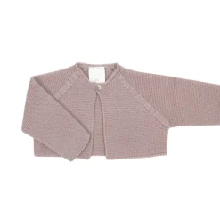 Pastel pink short thick knit cardigan