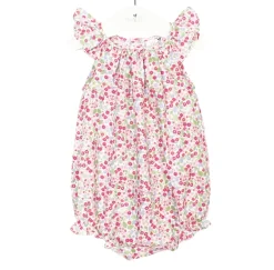 Pink and green flowers baby romper