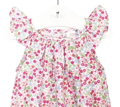 Pink and green flowers baby romper