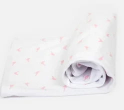 Pink birds pattern swaddle blanket