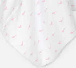 Pink birds pattern swaddle blanket