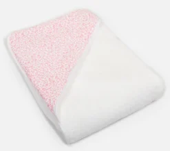 Pink leaves hooded towel.