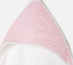 Pink leaves hooded towel.