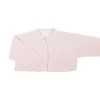 Pink short thick knit cardigan with one button
