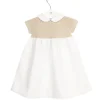 Piqué baby dress with beige knit
