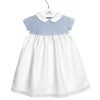 Piqué baby dress with blue knit