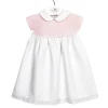Piqué baby dress with pink knit