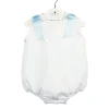 Piqué fabric romper with blue bows