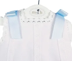 Piqué fabric romper with blue bows
