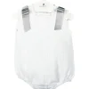 Piqué fabric romper with grey bows
