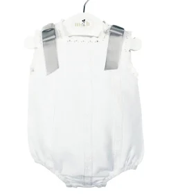 Piqué fabric romper with grey bows
