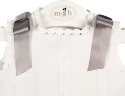 Piqué fabric romper with grey bows