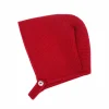 Red knit baby bonnet