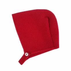 Red knit baby bonnet
