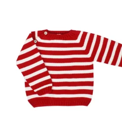 Red sailor sweater with white stripes