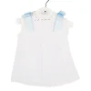 Short baby piqué dress with blue bows