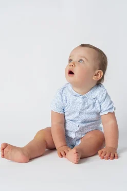 Short blue and white sleepsuit