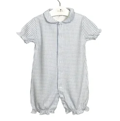 Short sleepsuit blue plaid