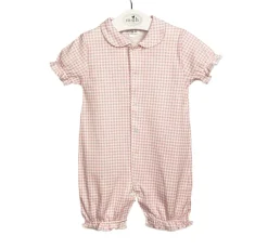 Short sleepsuit pink plaid