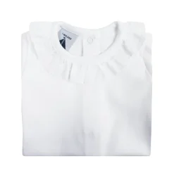 Short sleeve batiste bodysuit with collar in white