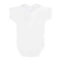 Short sleeve bodysuit piqué Peter Pan collar with blue stitch