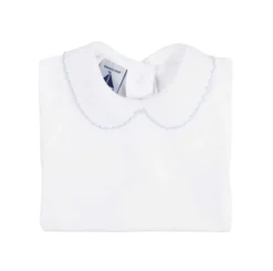 Short sleeve bodysuit piqué Peter Pan collar with blue stitch