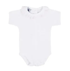 Short sleeve bodysuit with batiste collar in pink