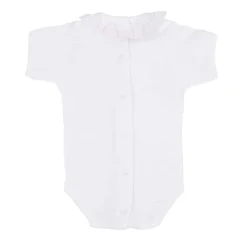 Short sleeve bodysuit with batiste collar in pink