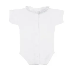 Short sleeve bodysuit with batiste collar in grey