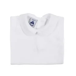 Short sleeve bodysuit with piqué Peter Pan collar with white stitch