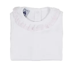 Short sleeve bodysuit with batiste collar in pink