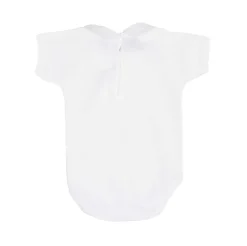 Short sleeve piqué bodysuit Peter Pan collar with pink stitch
