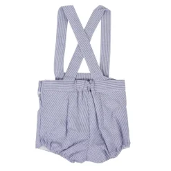 Short with braces. Navy blue stripes