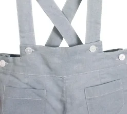 Shorts with braces grey linen cotton