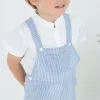 Striped short romper in navy blue