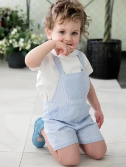 Striped short romper in blue