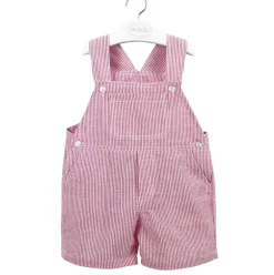 Striped short romper in red