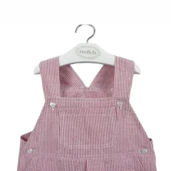 Striped short romper in red