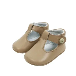 T-bar pram shoes dark beige