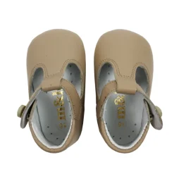 T-bar pram shoes dark beige