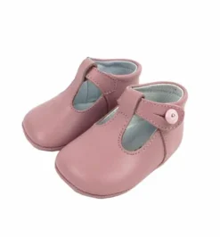 T-bar pram shoes pastel pink