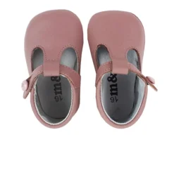 T-bar pram shoes pastel pink