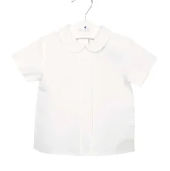 Two buttons blouse. White cotton linen